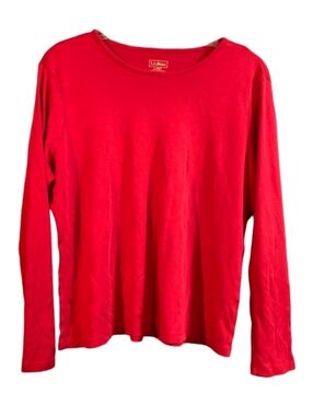L.L Bean Women Misses Large Supima Cotton Petite Red Shirt ItemID 278729